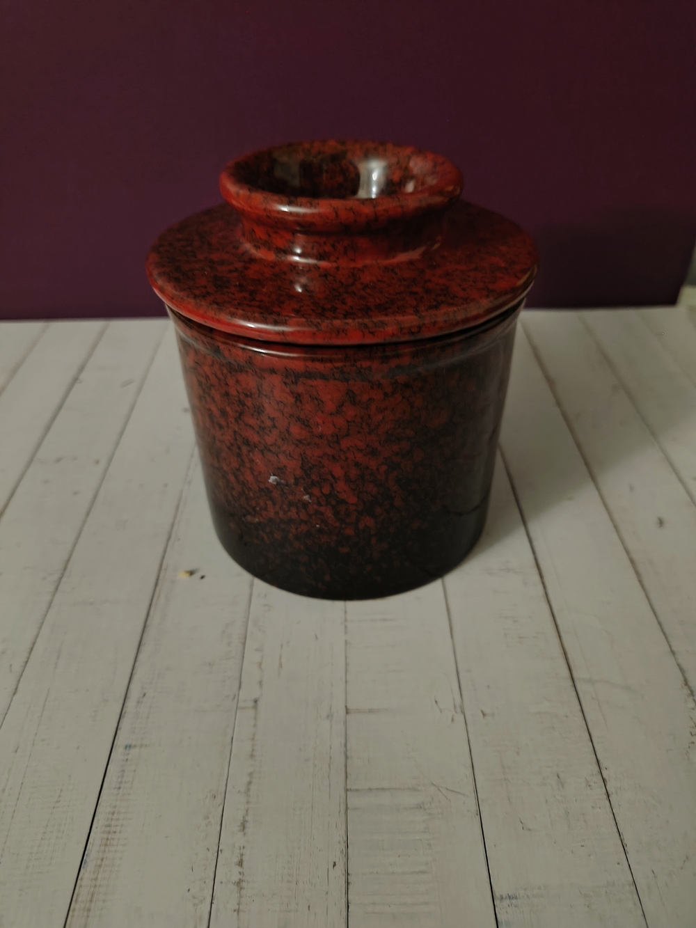 Red and Black Speckled Butter Keeper